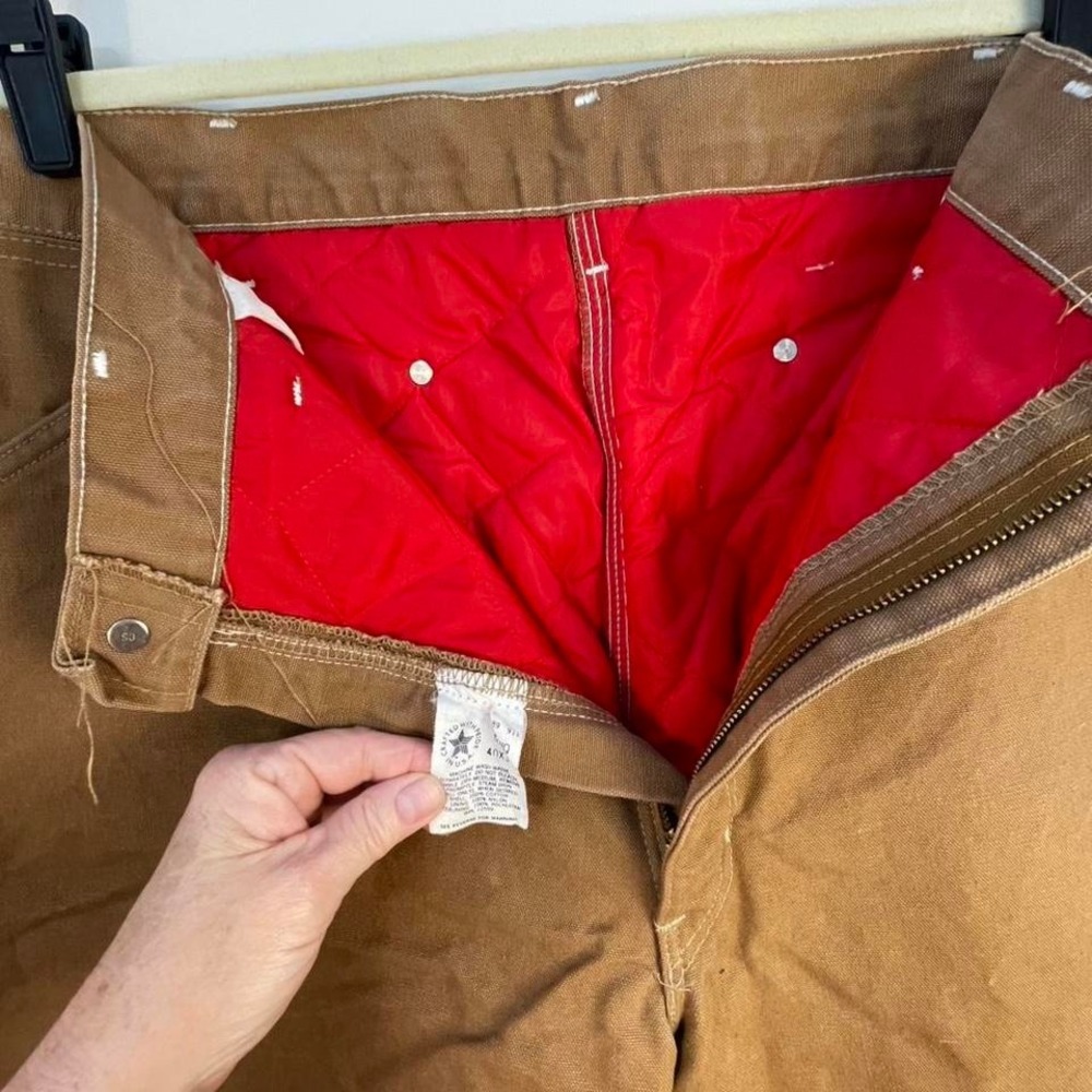 Tan Carhartt 40x34 VTG fully quilt lined work trousers - Picture 6 of 8